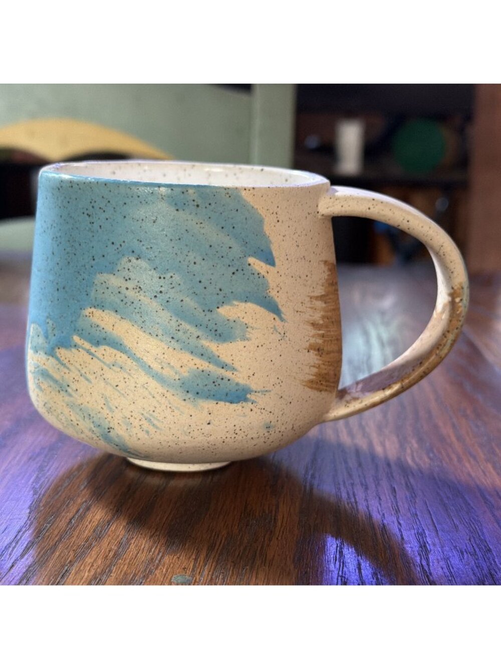 Marked Little Bird/Birdie Handcrafted Pottery Mug Blue Beige‎